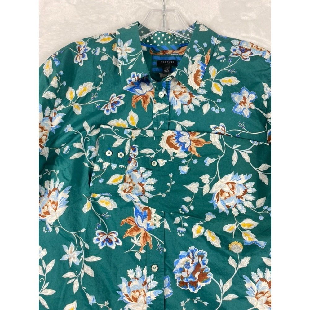 NWT Talbors Shirt Women Sz XL Petite Floral Long Sleeve 100% Cotton